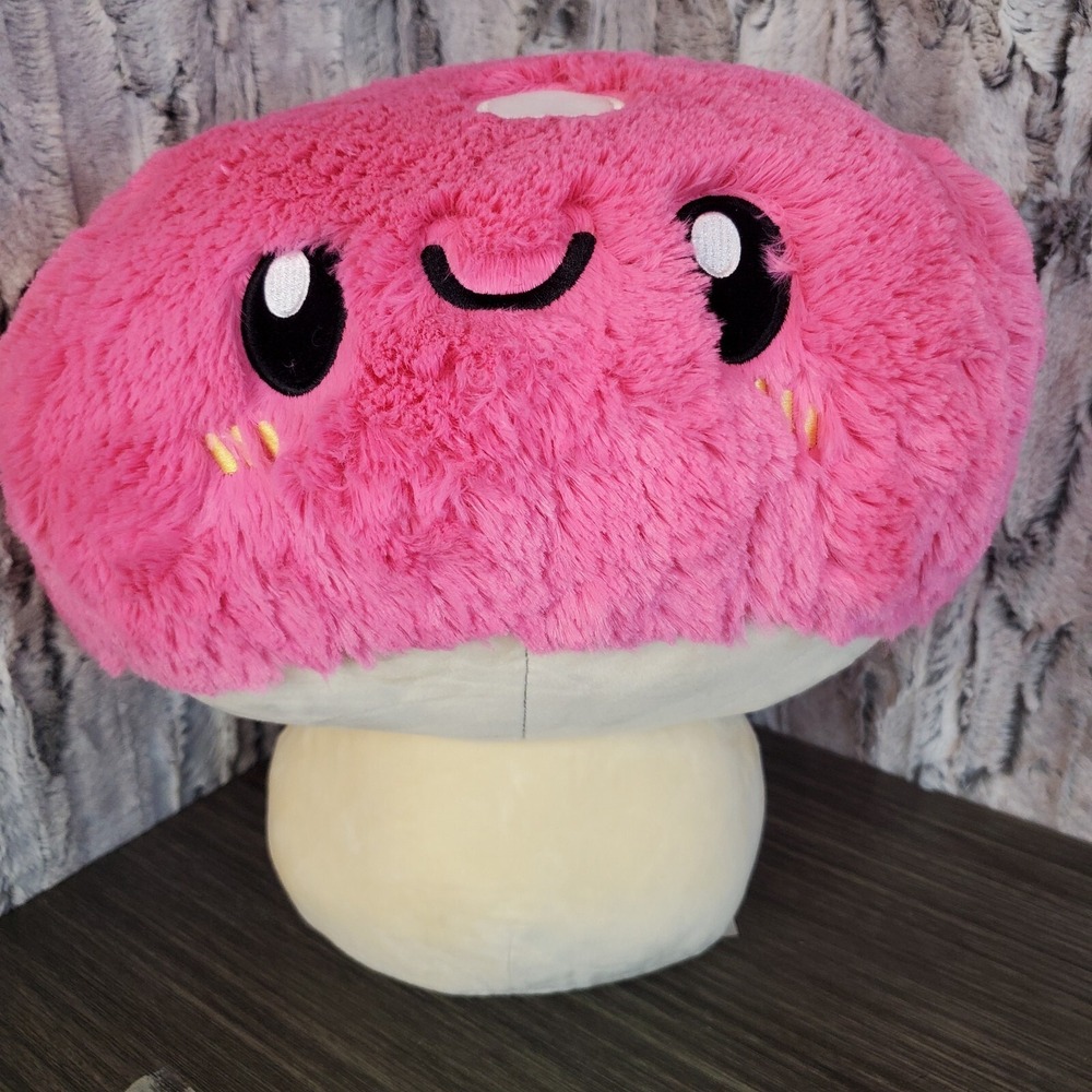 Squishabke Pink MUSHROOM 14" Plush Stuffed Food Toy, Toadstool Kawaii Fairy